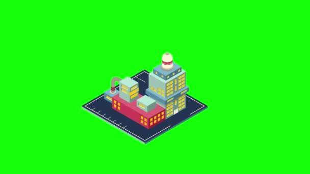 Industrial Building Icon Animation Cartoon Best Object Green Screen Background — Stock Video