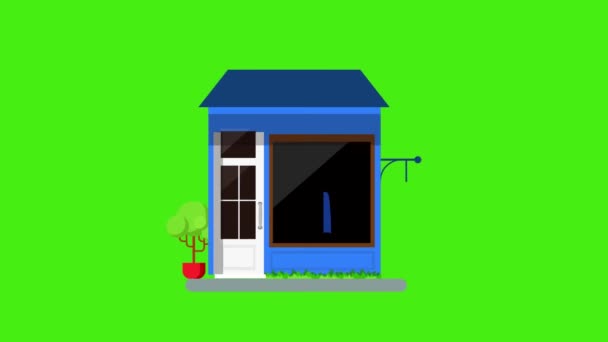 Industrieel Gebouw Pictogram Animatie Cartoon Beste Object Groen Scherm Achtergrond — Stockvideo