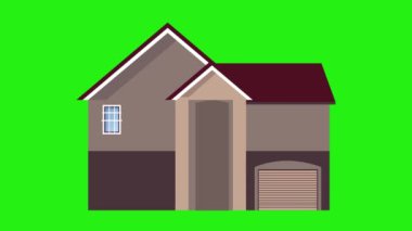 Yeşil Ekran 'da sunumdan Önce ve Sonra Evi. Eski bina yeni eve karşı. Üst Tamirci yeniden dizayn ve yenileme yeşil arkaplanda 3d canlandırma.