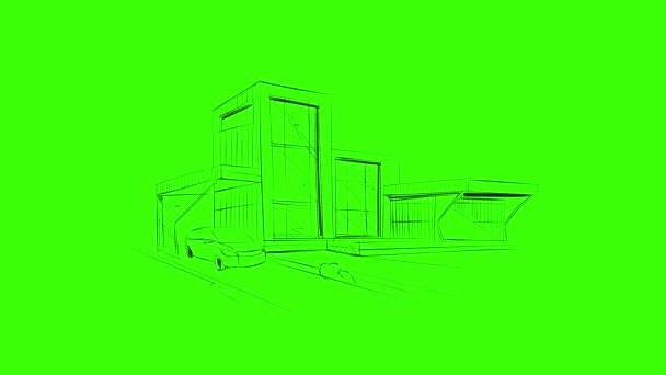 在绿色屏幕上演示之前和之后的房子 旧建筑与新家 Fixer Upper Flipping Design Renovation Render Animation Green — 图库视频影像