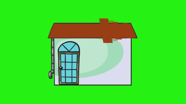Yeşil Ekran Sunumdan Önce Sonra Evi Eski Bina Yeni Eve — Stok video