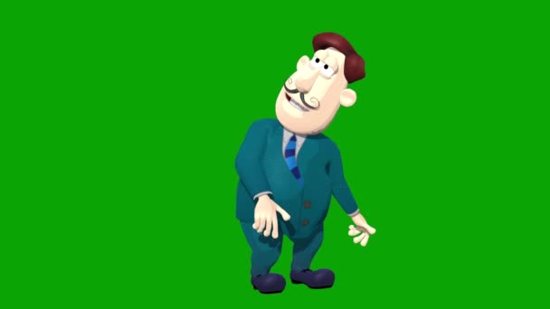 Animace Zelené Obrazovky Znak Králíka Pasou Pak Vstane Podívá Klíč — Stock video