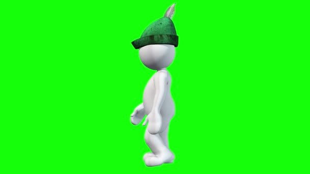 Зелёный Экран Анимации Двухмерный Персонаж Кролика Пасётся Затем Встаёт Смотрит — стоковое видео