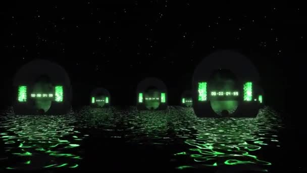 Moviéndose Abstracto Futurista Nave Espacial Túnel Neón Resplandor Gráfico Movimiento — Vídeo de stock