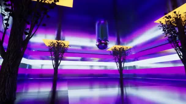 Flythrough Science Fiction Abstrait Couloir Cubique Avec Des Lumières Orange — Video