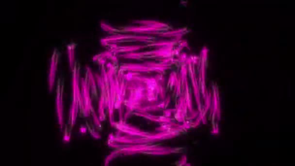 Абстрактні Літаючі Футуристичному Коридорі Трикутниками Безшовний Цикл Фон Флуоресцентне Ультрафіолетове — стокове відео