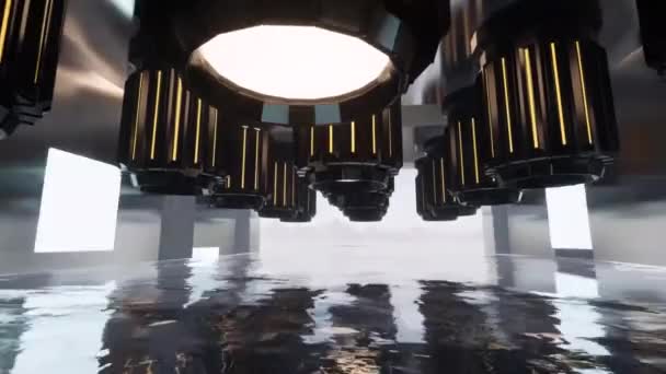 Abstrakt Futuristické Koridor Trojúhelníky Bezešvé Smyčka Pozadí Fluorescenční Ultrafialové Světlo — Stock video