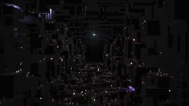 Absztrakt Repülés Futurisztikus Folyosón Háromszög Varrat Nélküli Hurok Háttér Fluoreszkáló — Stock videók