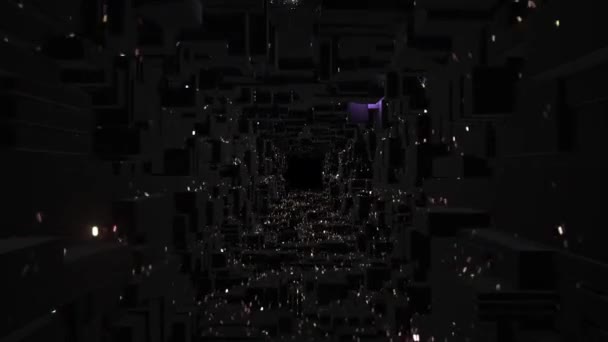 Abstrakcja Latający Futurystycznym Korytarza Trójkątów Płynna Pętla Tło Fluorescencyjne Światła — Wideo stockowe