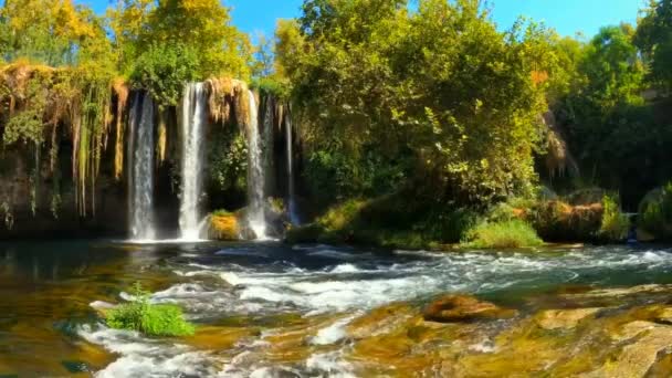 Μικρό Ορεινό Ποτάμι Κρυστάλλινα Νερά Νερό Ρέει Πάνω Από Τις — Αρχείο Βίντεο
