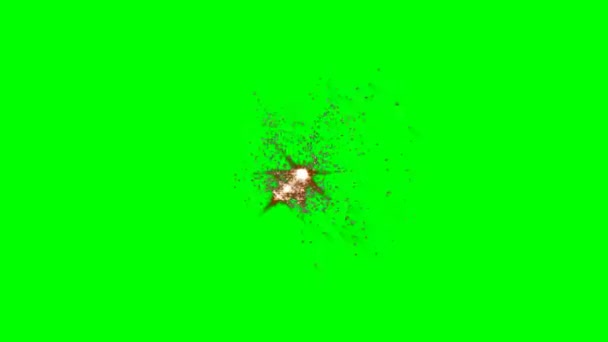Explosion Mit Kurzzeitigem Feuer Und Rauchwolke Auf Grünem Bildschirm Oder — Stockvideo