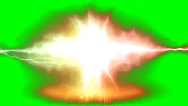 Kısa Süreli Ateş Yeşil Ekranda Duman Bulutu Krom Anahtarlı Patlama — Stok video