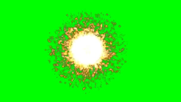 Explosión Con Fuego Corta Duración Nube Humo Pantalla Verde Croma — Vídeos de Stock
