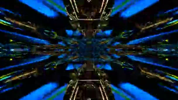 Vjループネオンライトケルドスコープの背景 グローライン対称ケルドスコープ構造 グリッド構造のモダンなBg — ストック動画