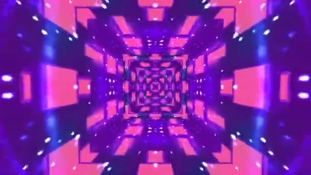 Loop Neon Ljus Kalejdoskop Bakgrund Glow Linjer Symmetriska Kalejdoskop Struktur — Stockvideo