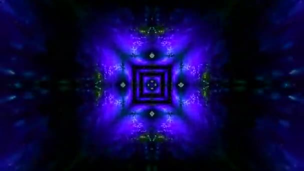 Smyčka Neonové Světlo Kaleidoskop Pozadí Zářící Čáry Symetrické Kaleidoskopické Struktury — Stock video