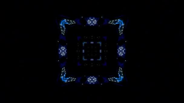 Loop Неоновый Свет Фоне Эйдоскопа Симметричная Структура Светящихся Линий Калейдоскопа — стоковое видео