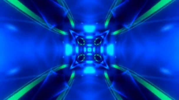 Boucle Néon Lumière Kaléidoscope Fond Glow Lines Structure Kaléidoscope Symétrique — Video