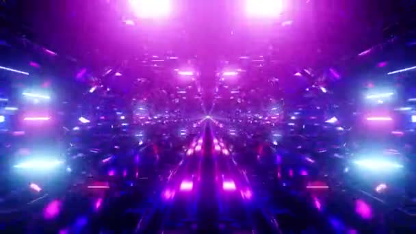 리듬적으로 변형되고 반짝이는 광선을 발광하는 빛나는 코쿤을 이벤트 테크노 파티를 — 비디오