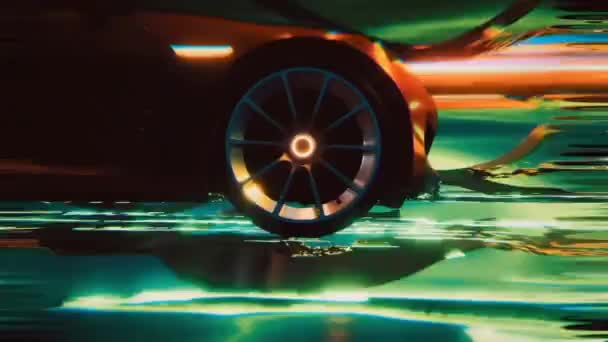 Sci Vlucht Door High Tech Technologie Tunnel Glow Line Vorm — Stockvideo