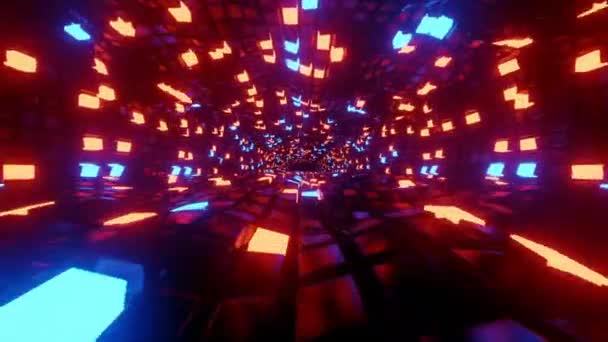 Научно Фантастический Полет Через Высокотехнологичный Тоннель Форма Светящейся Линии Научной — стоковое видео