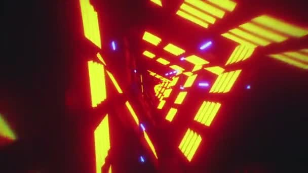Lot Sci Przez Zaawansowany Technologicznie Tunel Wzorzec Świecący Jak Hologram — Wideo stockowe
