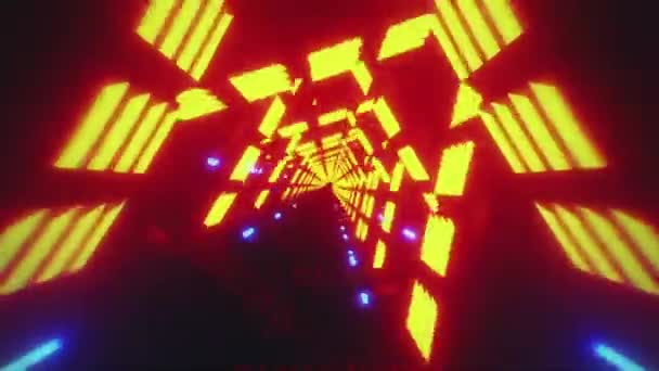 하이테크 터널을 Sci 글로우 라인은 홀로그램과 패턴을 형성합니다 3D는 이음새가 — 비디오