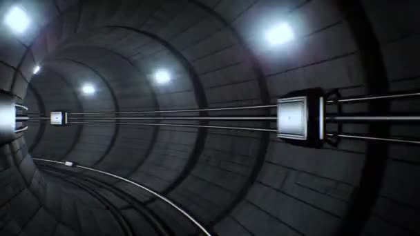 科幻飞行通过高科技技术隧道 发光线像科幻全息图一样形成图案 3D圈无缝4K亮 3D说明 — 图库视频影像