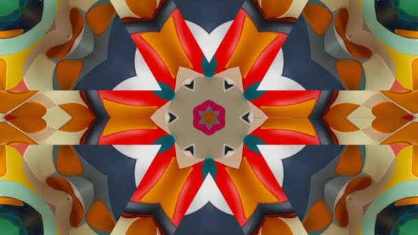 Abstract Original Colorful Kaleidoscope Blue White Tones Black Background Abstract — Stock Video