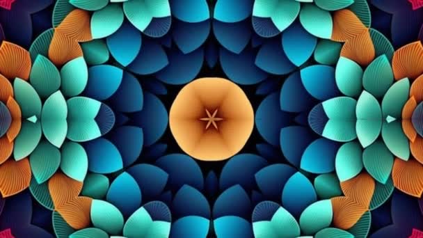 Abstract Fractal Bloem Abstract Caleidoscoop Achtergrond Mandala Ornament Bloem — Stockvideo