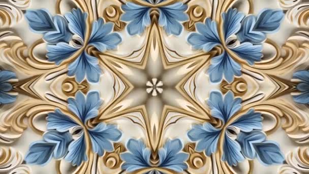 抽象的なフラクタルフラワー 抽象的なケルドスコープの背景 マンダラの装飾の花 — ストック動画