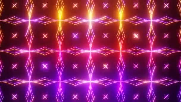 Loop Neon Hypnotic Tunnel Abstract Background Video Lines Pattern Screensaver — Stock Video