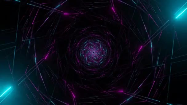 Loop Neon Hypnotic Tunnel Abstract Background Video Lines Pola Screensaver — Stok Video