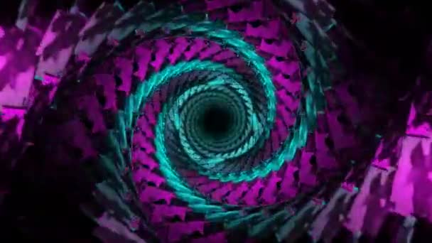 Loop Neon Hypnotischer Tunnel Abstrakter Hintergrund Videolinien Muster Bildschirmschoner — Stockvideo