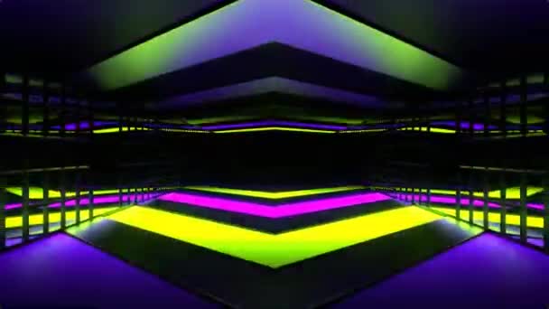Loop Neon Hypnotic Tunnel Resumen Fondo Vídeo Líneas Patrón Protector — Vídeo de stock