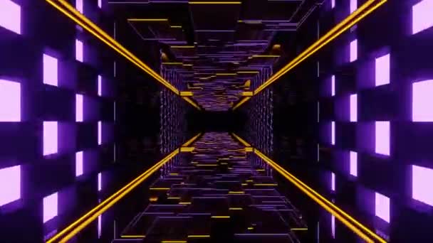 Loop Neon Hypnotic Tunnel Abstract Background Video Lines Pattern Screensaver — Stock Video