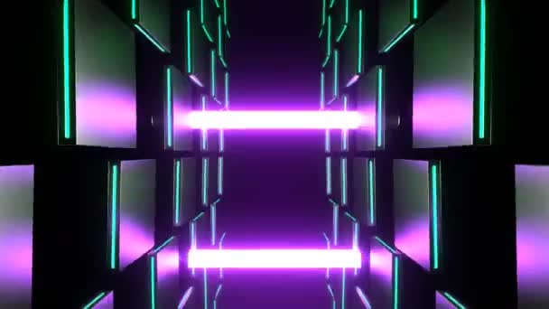 Loop Neon Hipnotyczny Tunel Streszczenie Kontekst Linie Wideo Wzór Wygaszacza — Wideo stockowe