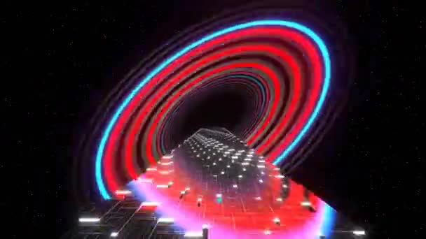 Loop Neon Hipnotik Tünel Soyut Arkaplan Görüntü Çizgileri Modeli Ekran — Stok video