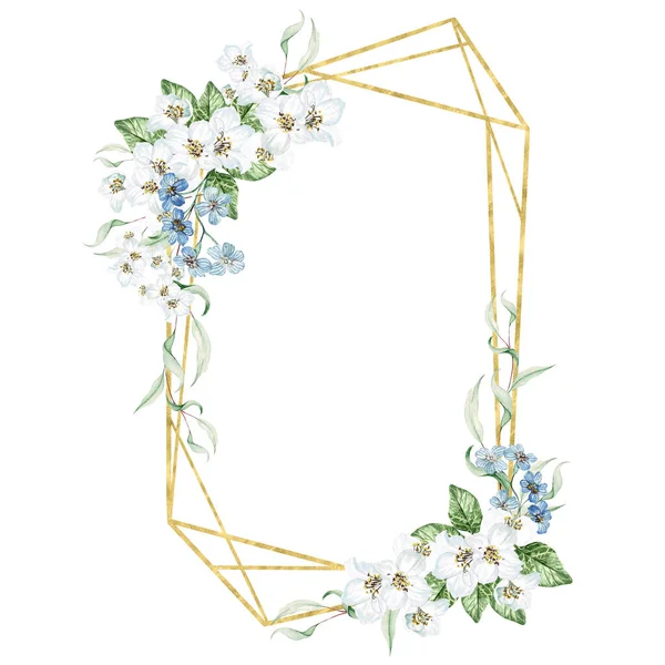 Квіткова Вишня Цвіте Листя Евкаліпта Квітковий Весільний Вінок Акварель — стокове фото