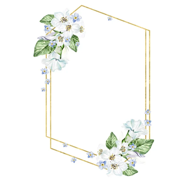 Квіткова Вишня Цвіте Петунія Зелене Листя Квітковий Весільний Вінок Акварельна — стокове фото