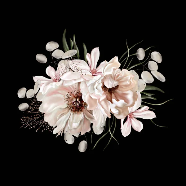 ユーカリの葉のエレガントな花束 イラスト — ストック写真