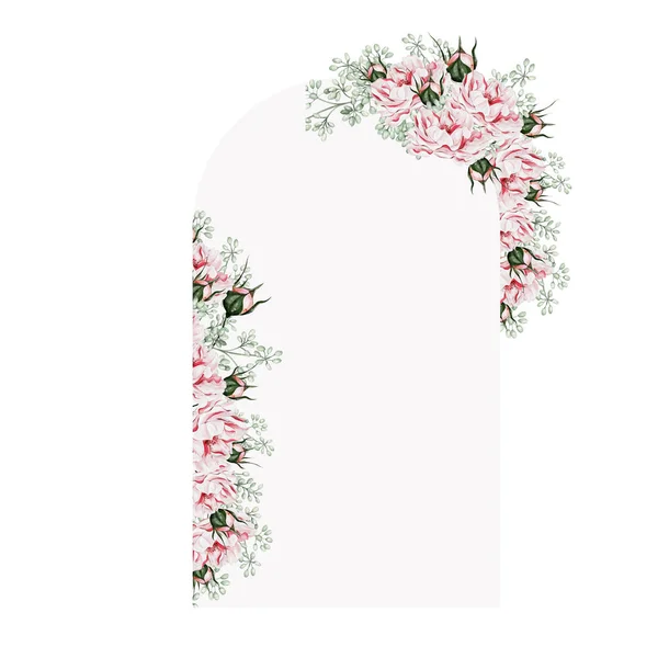 Akwarela Kwiatami Pączkami Róż Ilustracja — Zdjęcie stockowe