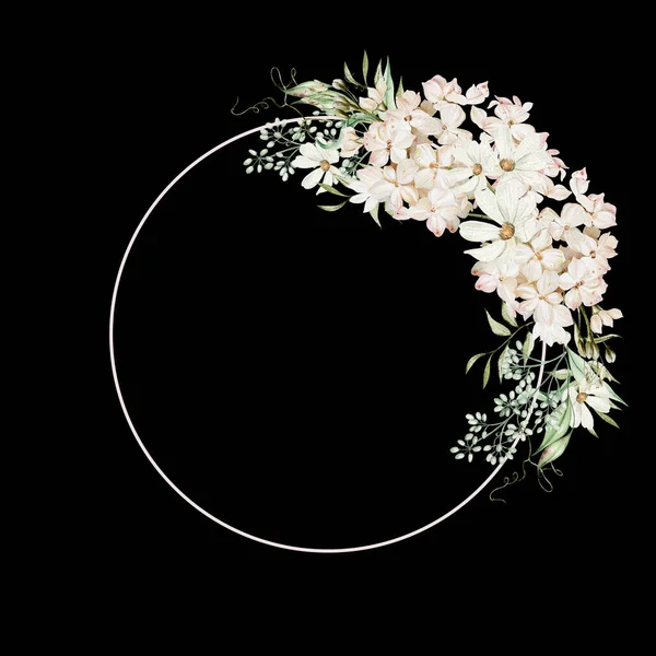 水色的花环 有绣花和洋甘菊 说明1 — 图库照片