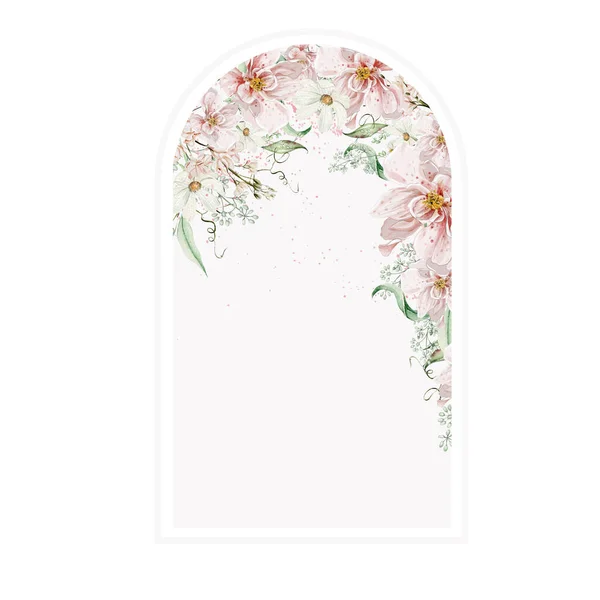 バラの花や葉を持つ水彩カード イラスト — ストック写真