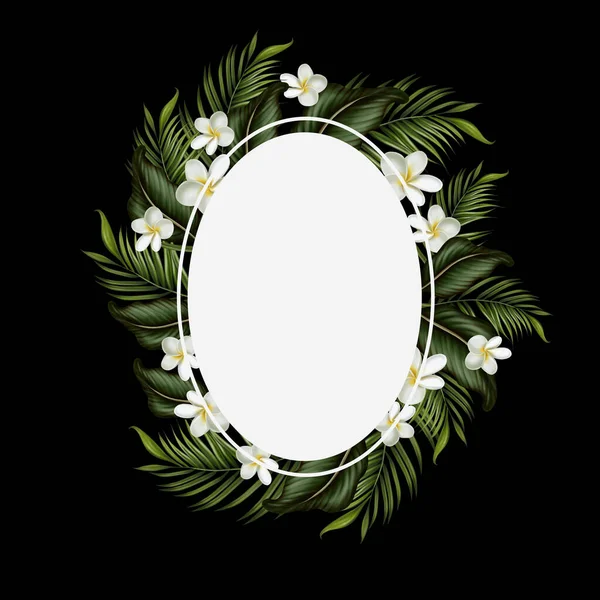 Тропічна Листівка Зелене Листя Квіти Ілюстрація — стокове фото