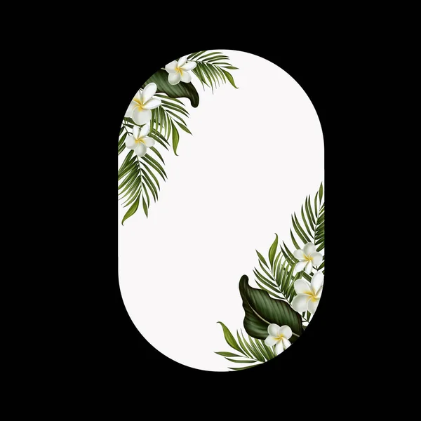 Тропічна Листівка Зелене Листя Квіти Ілюстрація — стокове фото