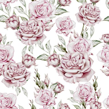 Çiçekli suluboya desenli güller. Görüntü