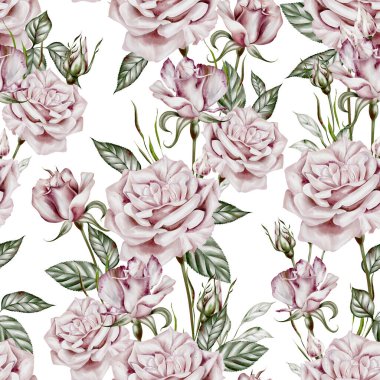 Çiçekli suluboya desenli güller. Görüntü