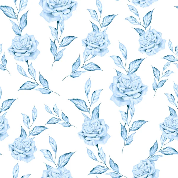 Aquarell Nahtloses Muster Mit Rosenblüten Illustration — Stockfoto