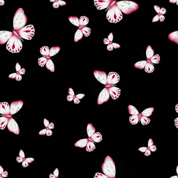 Aquarelle Motif Sans Couture Avec Papillon Illustration — Photo